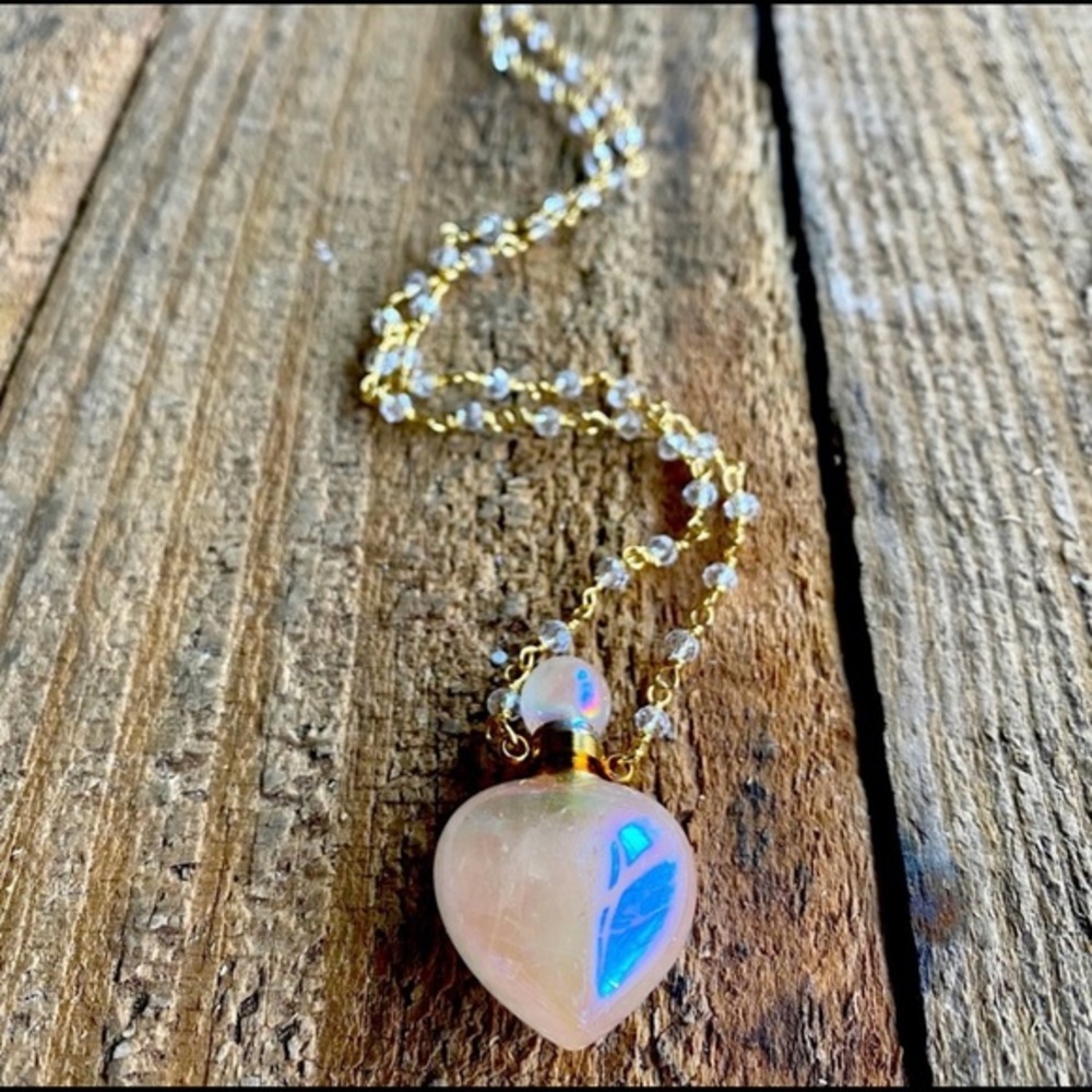 Aura Quartz Crystal Bottle Necklace